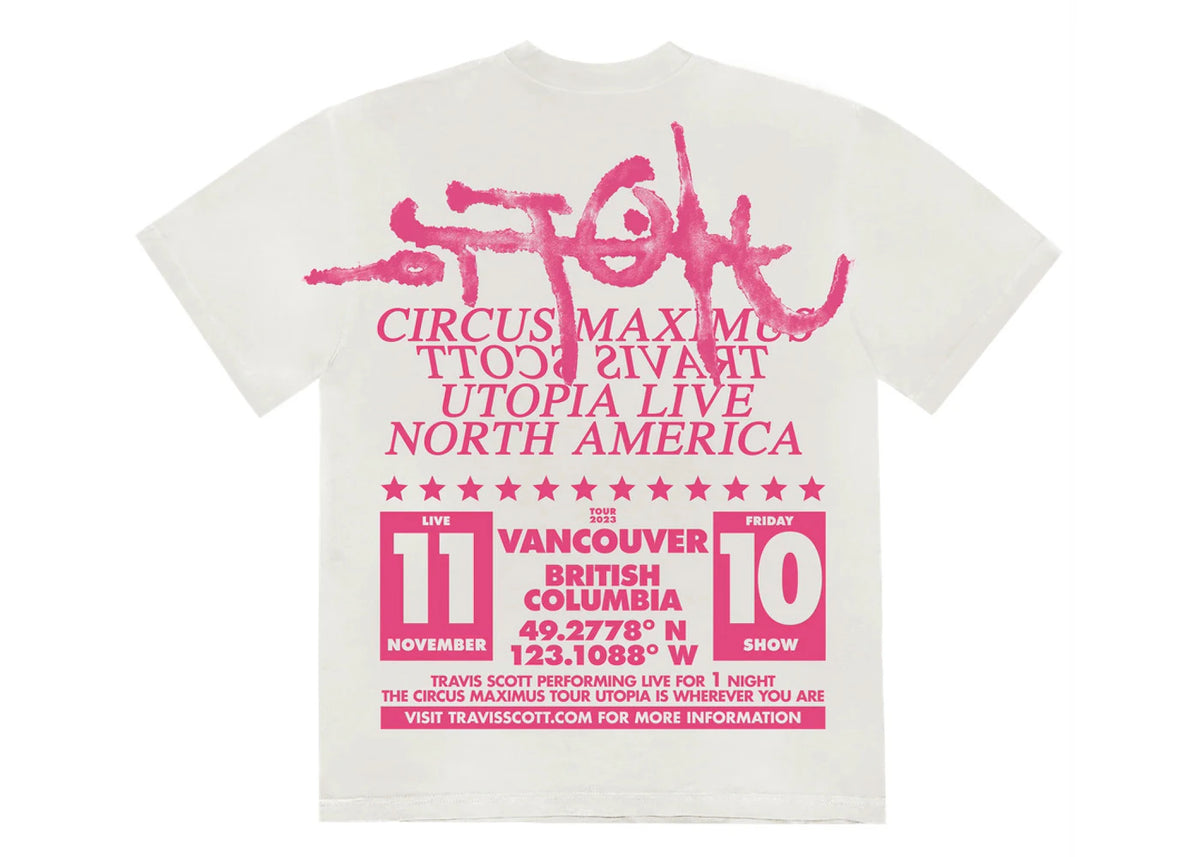 Travis Scott Utopia Is In Vancouver Exclusive Circus Maximus Tee White - vue secondaire A