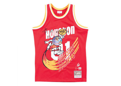Travis Scott x BR x Mitchell & Ness Rockets Jersey Red - apparel view 2