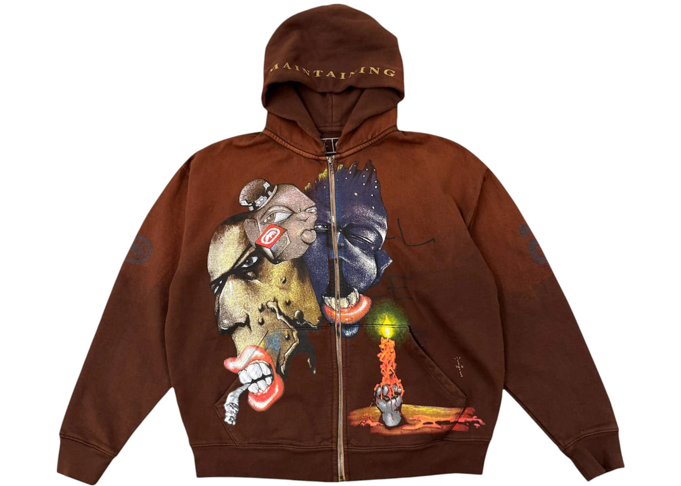 Travis Scott x Ecko Maintaining Zip Hoodie Brown - vue secondaire A