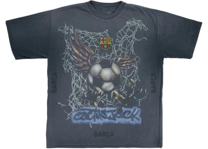 Travis Scott x FC Barcelona Washed Spray Logo Tee Black - authentic Travis Scott product