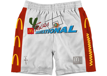 Travis Scott x McDonald's Cactus Jack All American Shorts White - authentic Travis Scott apparel