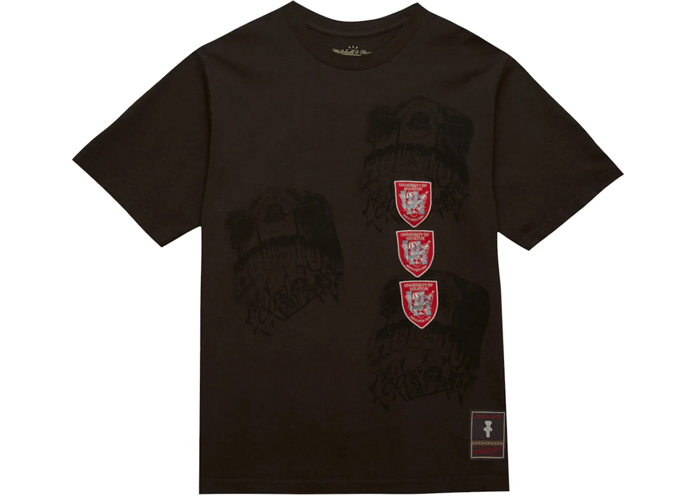 Travis Scott x Mitchell & Ness Houston Cougars Seal T-Shirt Brown - vue 360