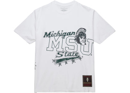 Travis Scott x Mitchell & Ness Michigan State Spartans Hand-Drawn T-Shirt White - apparel view 2