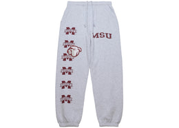 Travis Scott x Mitchell & Ness Mississippi State Bulldogs Classic Sweatpants Heather Gray - apparel view 2