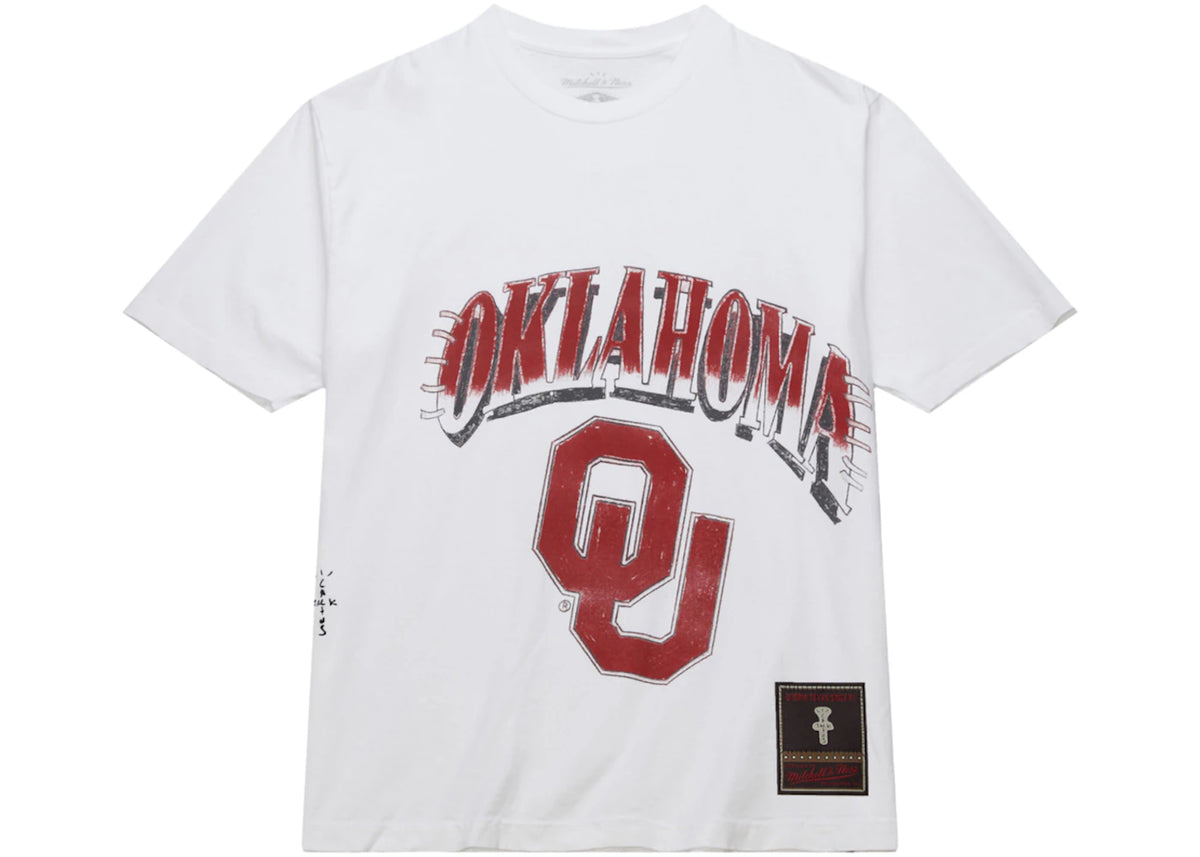 Travis Scott x Mitchell & Ness Oklahoma Sooners Hand-Drawn T-Shirt White - vue secondaire B