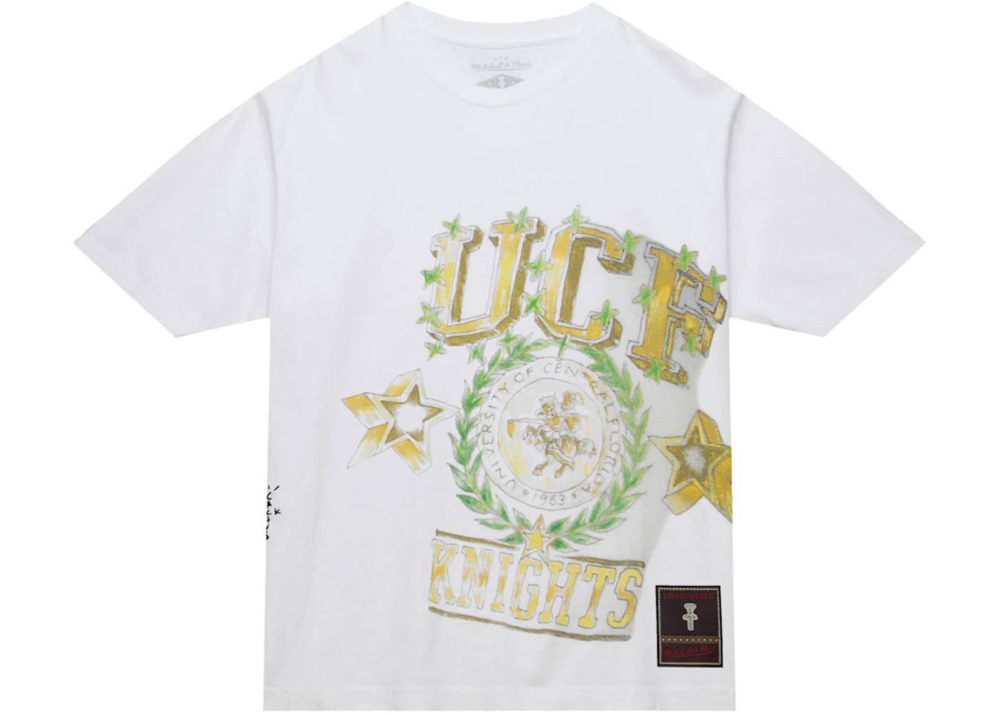 Travis Scott x Mitchell & Ness UCF Knights Hand-Drawn T-Shirt White - vue secondaire A