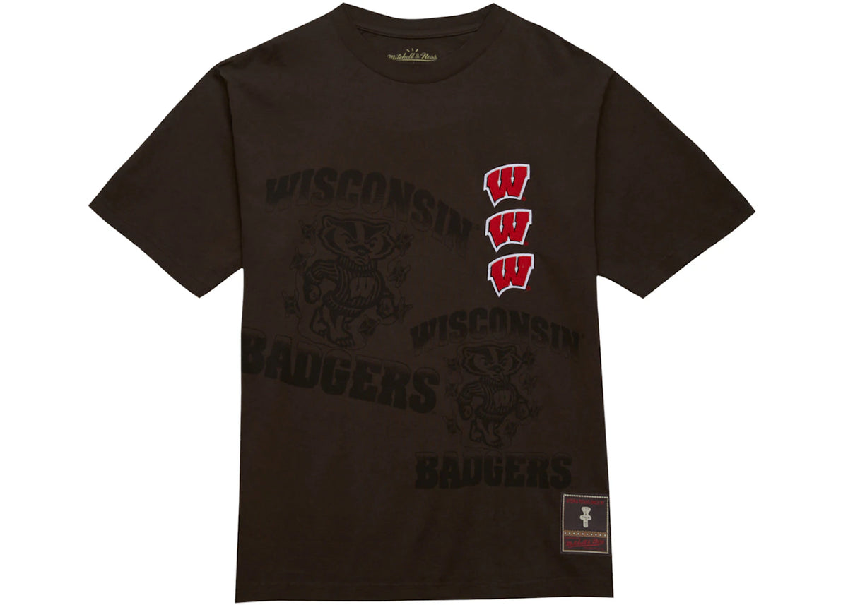 Travis Scott x Mitchell & Ness Wisconsin Badgers Seal T-Shirt Brown - vue secondaire A