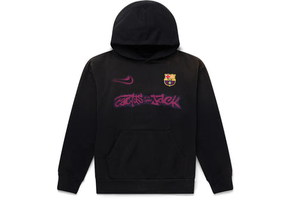Travis Scott x Nike x FC Barcelona Spray Logo Hoodie Black - authentic Travis Scott apparel