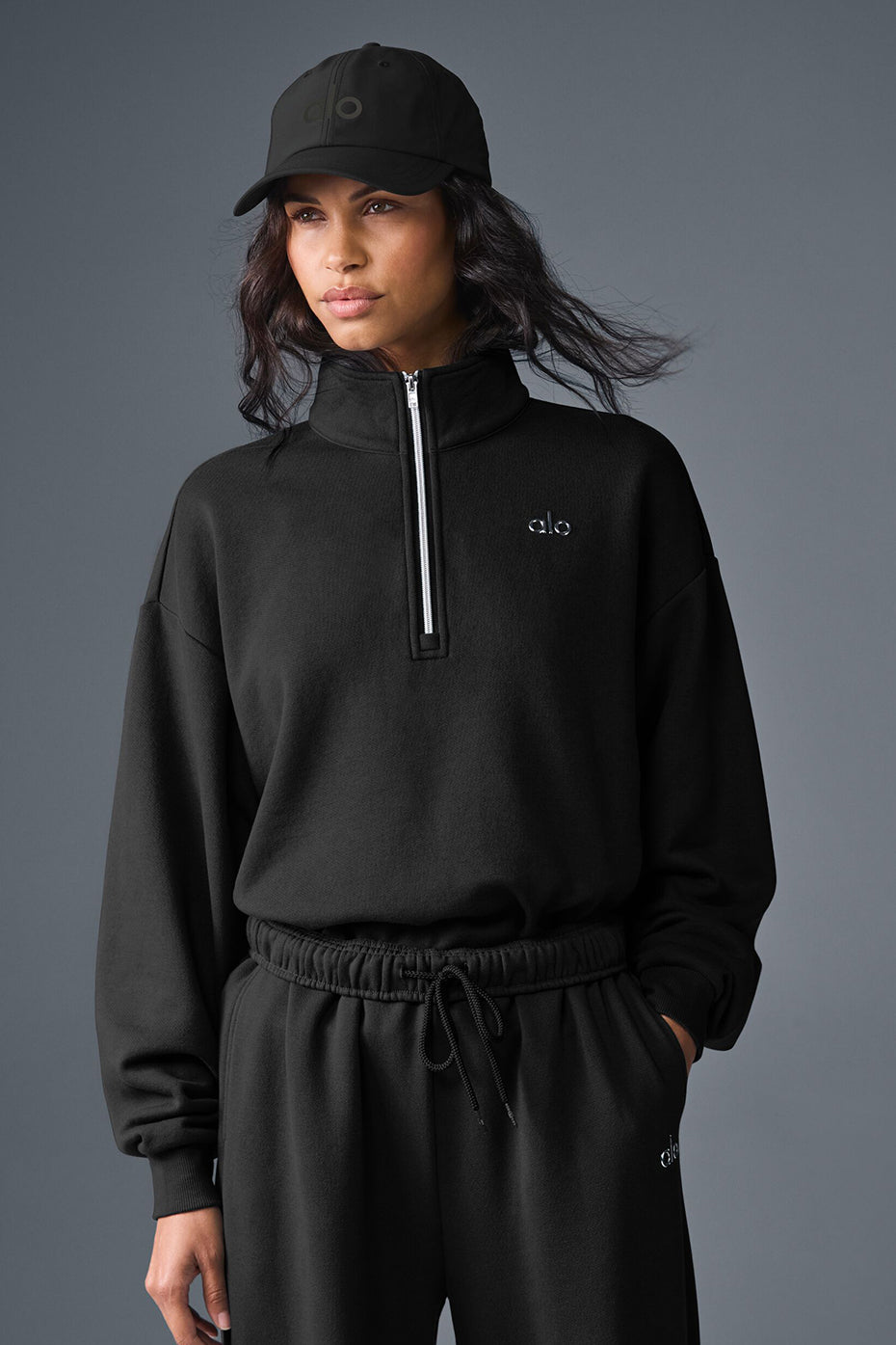 Alo Accolade 1/4 Zip Pullover Black - vue secondaire A