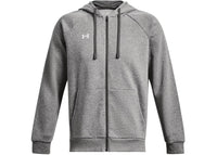 Under Armour UA Rival Fleece Full-Zip Hoodie Castlerock Light Heather/White