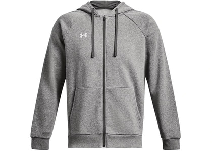 Under Armour UA Rival Fleece Full-Zip Hoodie Castlerock Light Heather/White - apparel view 2