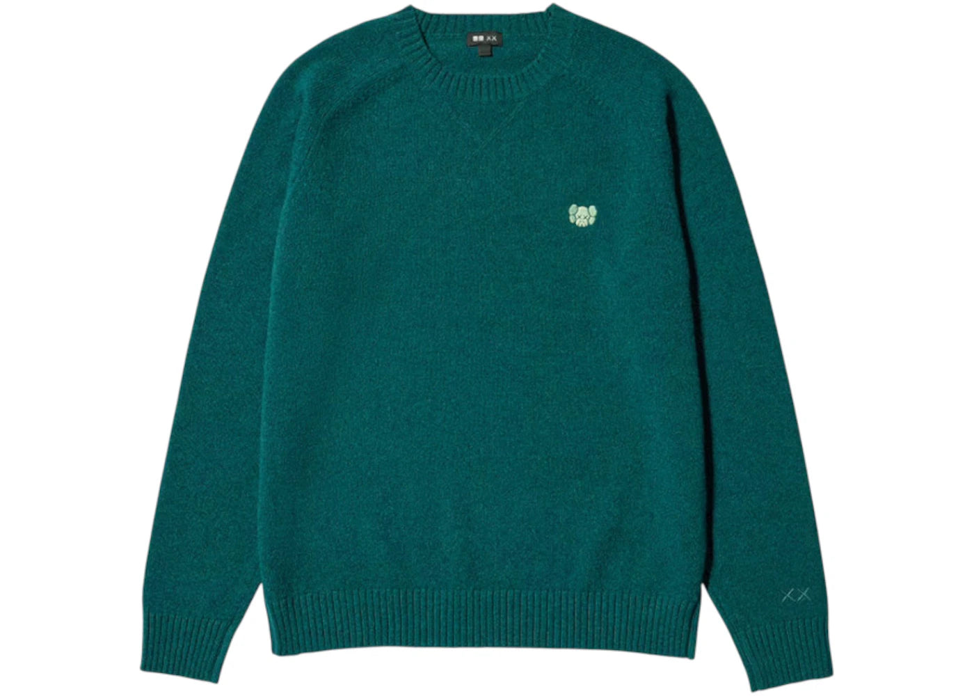 Uniqlo x KAWS Lambswool Crewneck Sweater Green - vue 360