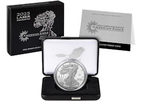 United States Mint 2025 Laser Engraved American Eagle One Ounce Silver Proof Coin Coin West Point (W) - vue 360