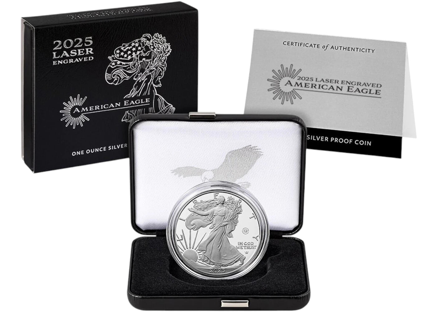 United States Mint 2025 Laser Engraved American Eagle One Ounce Silver Proof Coin Coin West Point (W) - vue secondaire A