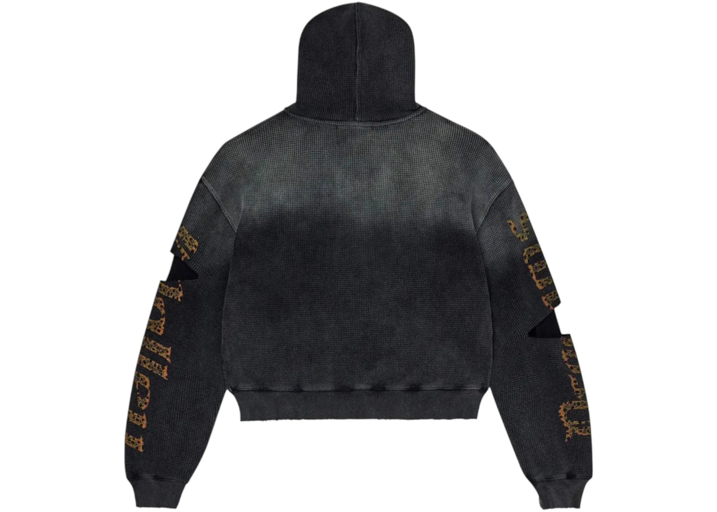 Vale Forever Glitch Waffle Thermal Zip Up Hoodie Black - vue secondaire A