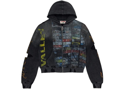 Vale Forever Glitch Waffle Thermal Zip Up Hoodie Black - authentic Vale Forever apparel