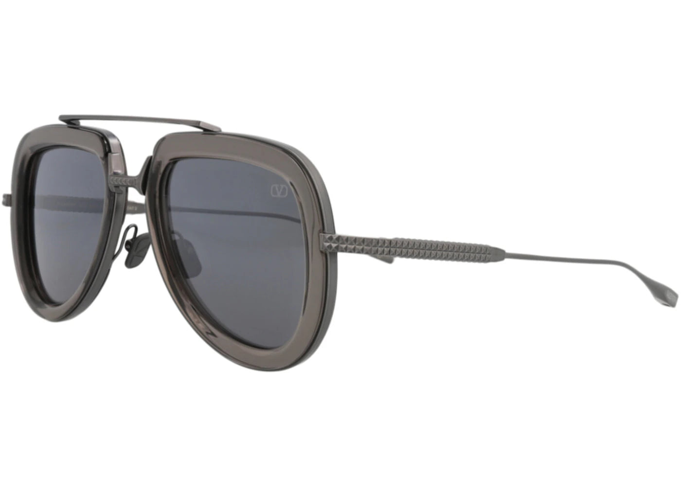 Valentino Aviator-Frame Acetate/Metal Sunglasses Black Black Grey (VLS-129B-50) - vue secondaire B