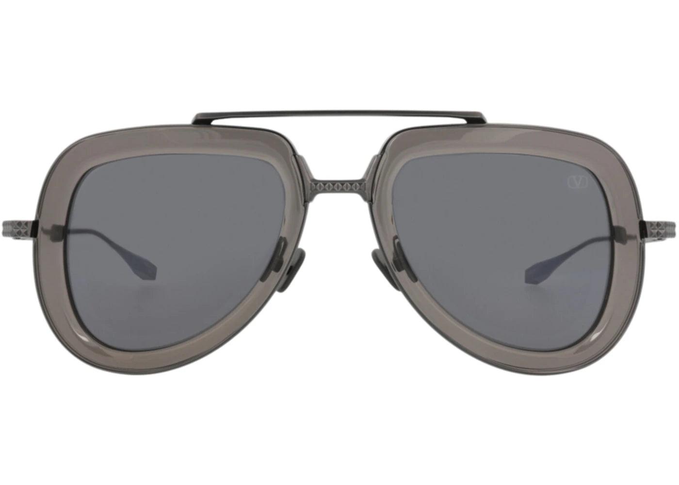 Valentino Aviator-Frame Acetate/Metal Sunglasses Black Black Grey (VLS-129B-50) - vue secondaire A