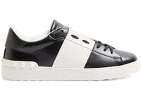 Valentino Calfskin Open Sneaker Black White Rockstud