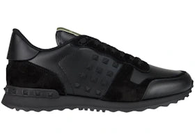 Valentino Garavani Rockstud Rockrunner Leather Black Black - vue 360
