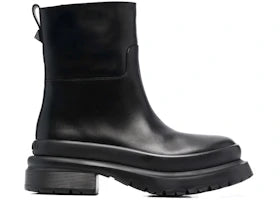 Valentino Rockstud Almond-Toe Ankle Boots Black