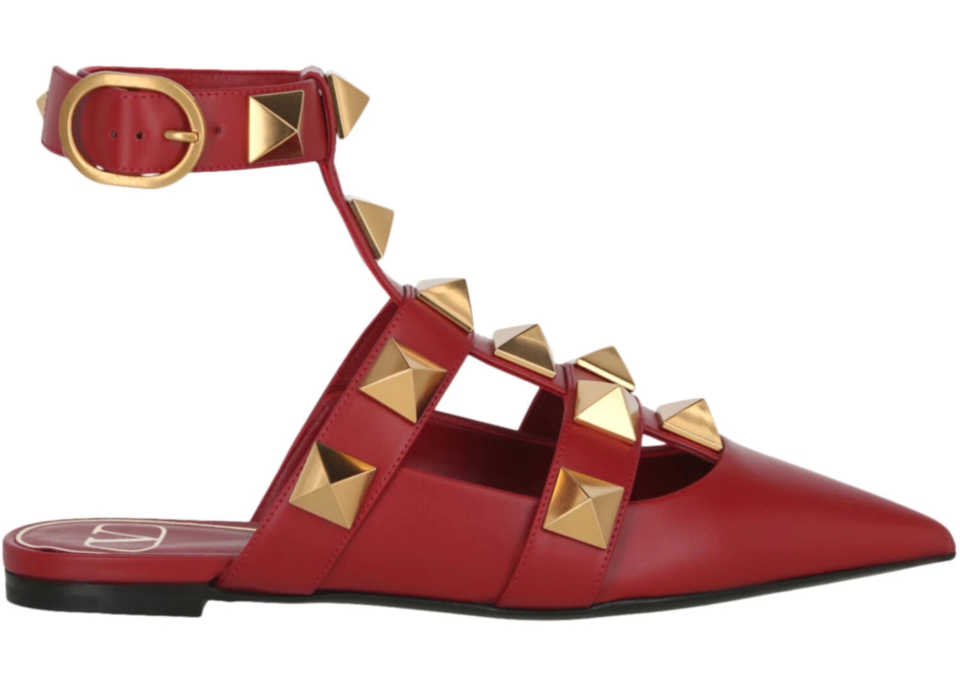 Valentino Roman Stud Ballerina Flats Red (Women's) - vue secondaire A