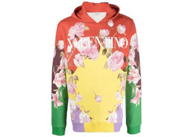 Valentino Rose Print Hoodie Multicolor