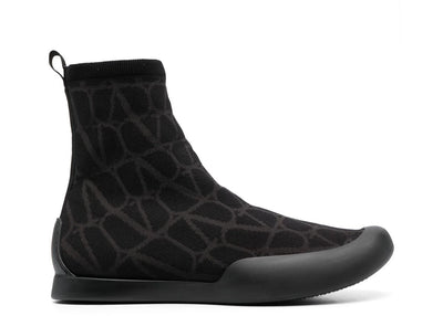 Valentino Toile Iconographe Sock Boot Black