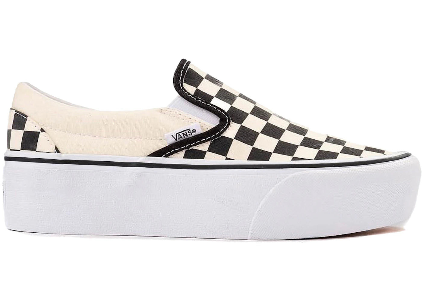 Vans Classic Slip-On Stackform Checkerboard Black White - vue 360