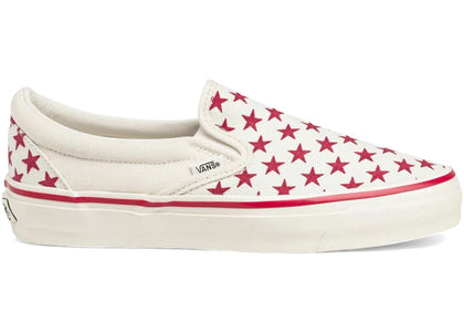 Vans Premium Classic Slip-On Stars Racing Red Marshmallow - authentic Vans sneakers
