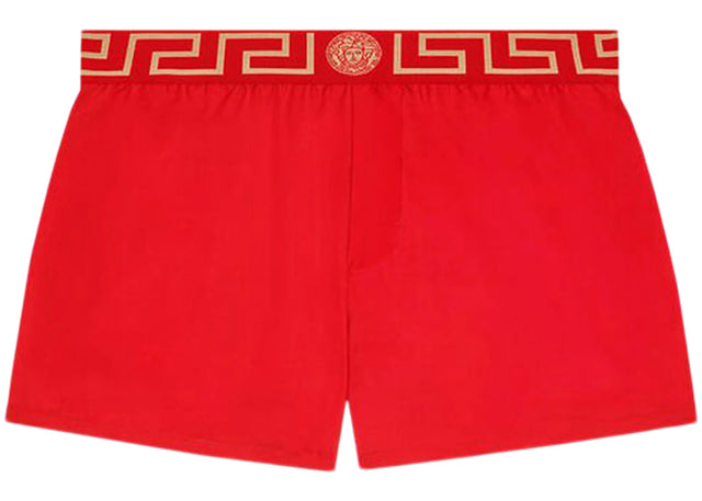 Versace Greca Border Swim Shorts Red