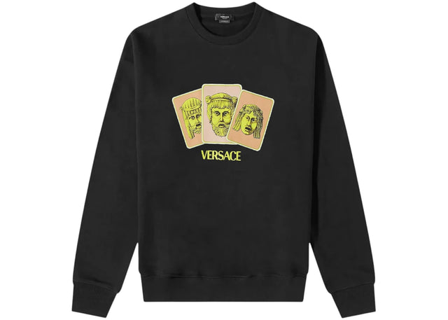 Versace Greek Masks Crew Sweatshirt Black