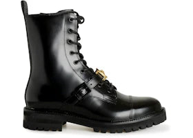 Versace Patent Leather Combat Boots Black - vue 360