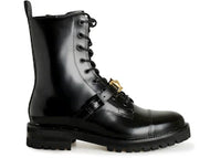 Versace Patent Leather Combat Boots Black