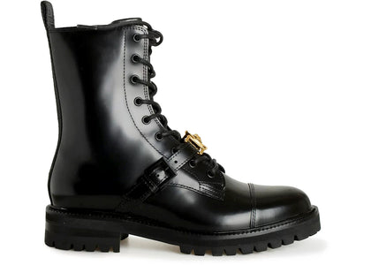 Versace Patent Leather Combat Boots Black - sneakers view 2