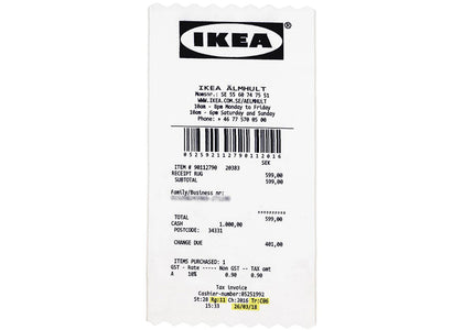 Virgil Abloh x IKEA MARKERAD "RECEIPT" Rug 200x90 CM White/Black - authentic Virgil Abloh product