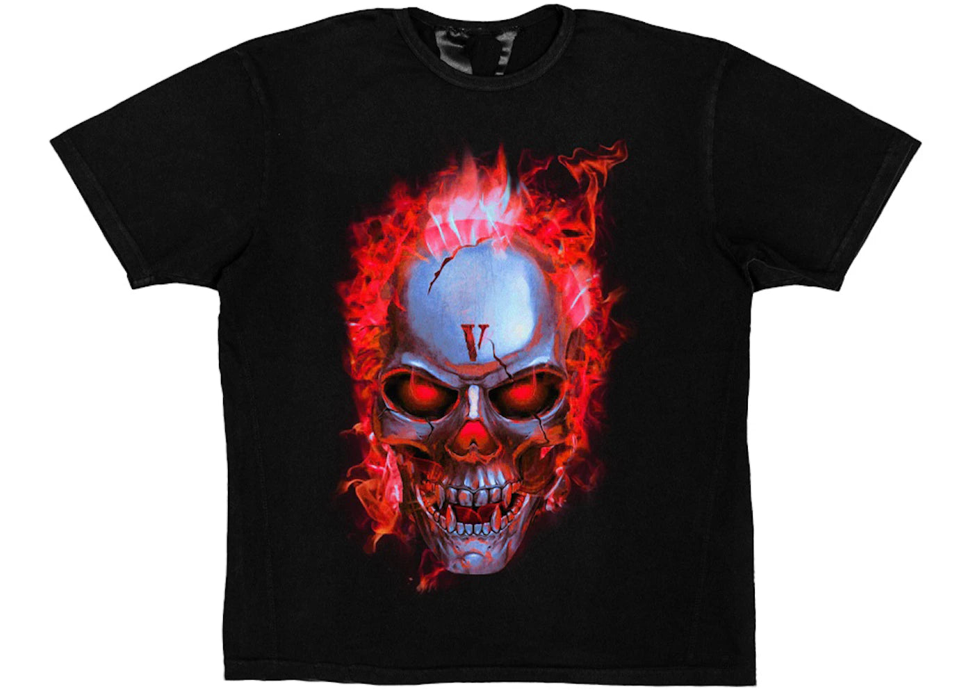 Vlone Skully Red Flame T-shirt Black - vue secondaire A