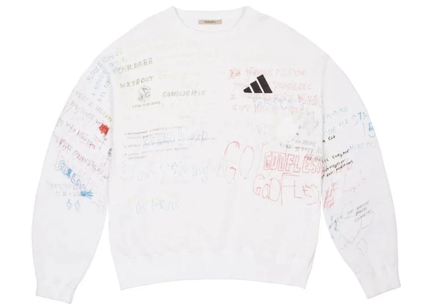 Yeezy Scribble Hand Drawn Crewneck Arctic - vue 360