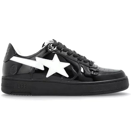A Bathing Ape Bape Sta #1 Black White Patent Leather - authentic BAPE sneakers