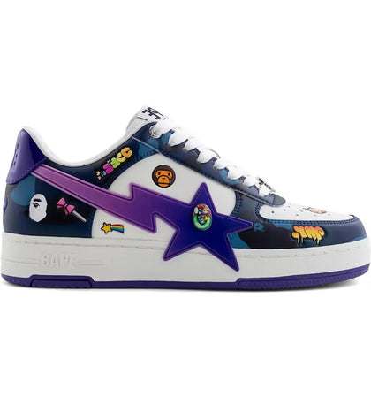 A Bathing Ape Bape Sta Mr. KaiKai Kiki White Purple - authentic BAPE sneakers