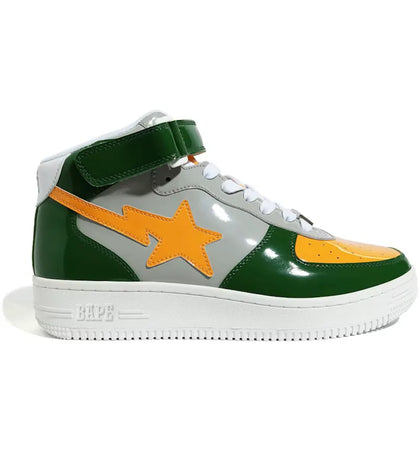 A Bathing Ape Bape Sta Mid Grey Green Orange (2020) - authentic BAPE sneakers