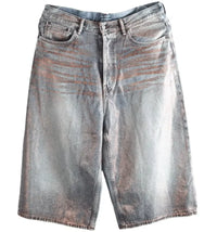 Acne Studios Core Wide Leg Denim Shorts Rose Copper Light Blue