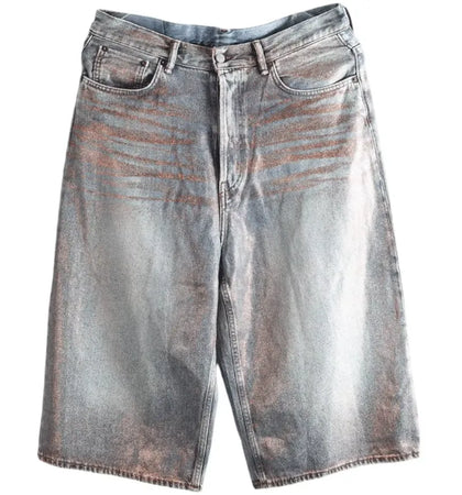 Acne Studios Core Wide Leg Denim Shorts Rose Copper Light Blue - authentic Acne Studios apparel
