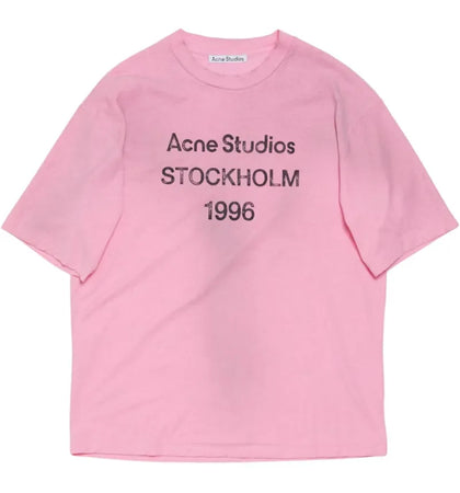Acne Studios Logo Relaxed Fit T-shirt Cotton Candy Pink - authentic Acne Studios apparel