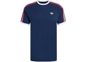 adidas 3-Stripes Tee Night Indigo Better Scarlet White - authentic adidas product