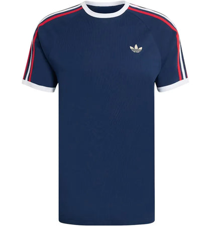adidas 3-Stripes Tee Night Indigo Better Scarlet White - authentic adidas product