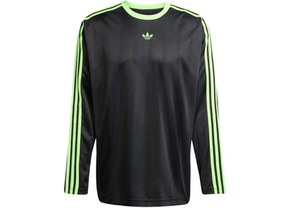 adidas Adicolor Jacquard Long-Sleeve Jersey Black Signal Green - authentic adidas apparel