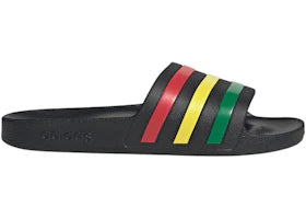 adidas Adilette Aqua Slides Black Green Pure Ruby - authentic adidas sneakers
