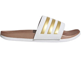adidas Adilette Comfort Slides Cloud White Matte Gold - authentic adidas sneakers