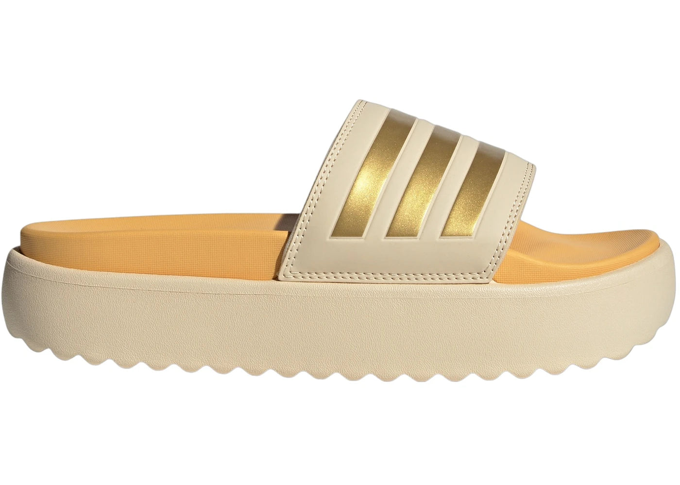 adidas Adilette Platform Slides Crystal Sand Gold Metallic Semi Spark (Women's) - vue secondaire A